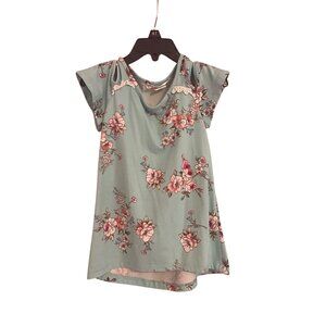 Magenta Girls Floral Blouse Size 5 Blue & Pink G-7-295-10